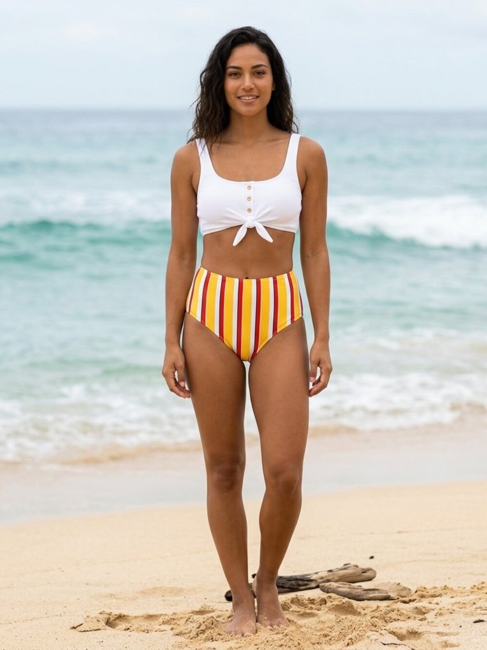 Cupshe | Yellow White Stripe Bikini